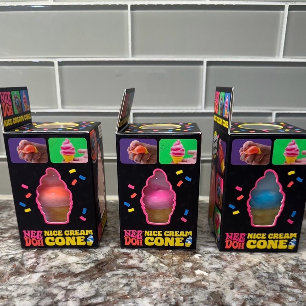 Needoh Ice Cream Cone Stress Squishy toys- set of three all new in box - Picture 3 of 3